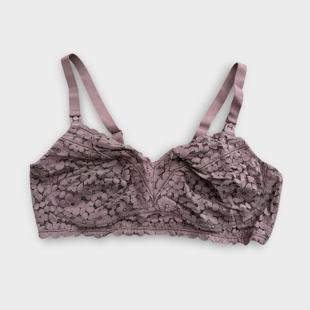 Mōmanda Lace Nursing Pumping Bralette in Mauve 34B